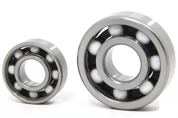 Hybrid bearing using silicon nitride ceramic balls with steel rings