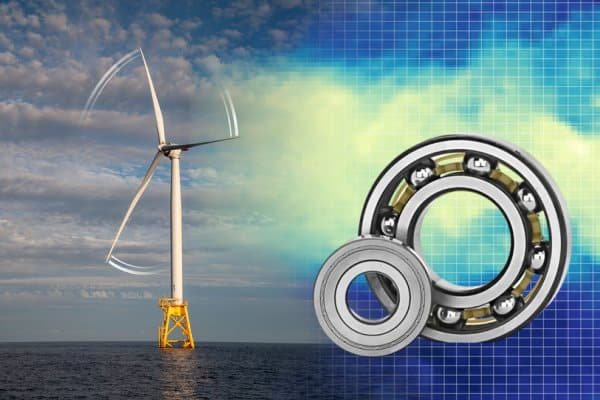 A hybrid ceramic bearing designed for wind turbine generators to block high-frequency PWM spikes from power converters.